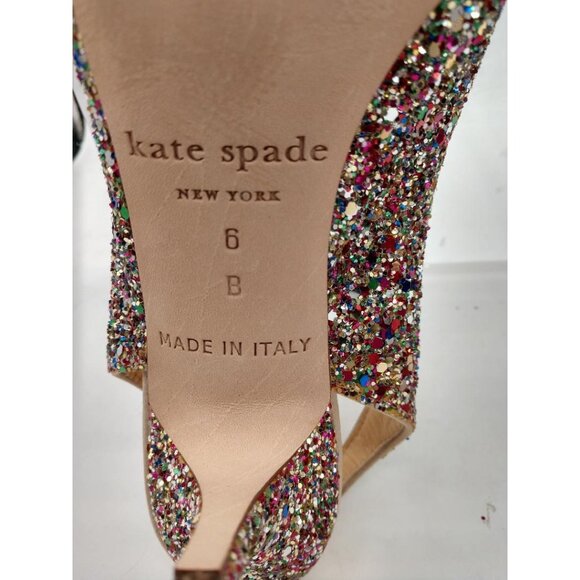 Kate Spade Sparkly Bow Slingback Heels Womens Size 6B Multicolor Glitter - Picture 4 of 5